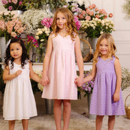 Hope and Henry - Bow Shoulder Organic Swing Dress: Lavender Eyelet / 6