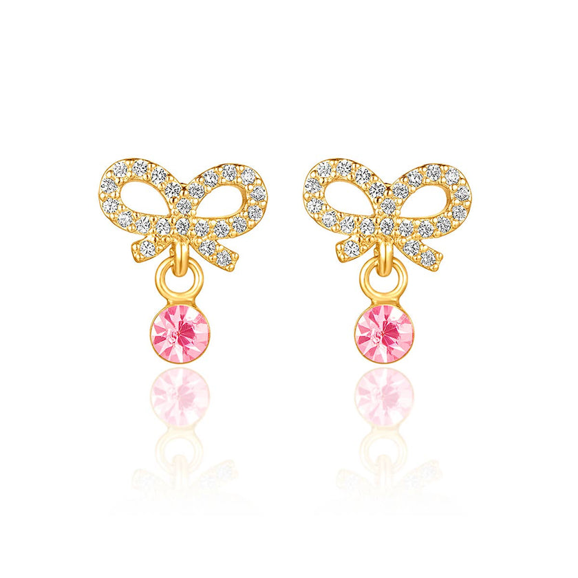 Girl Nation - Little Luxe Drop Earrings | Crystal Bow with CZ