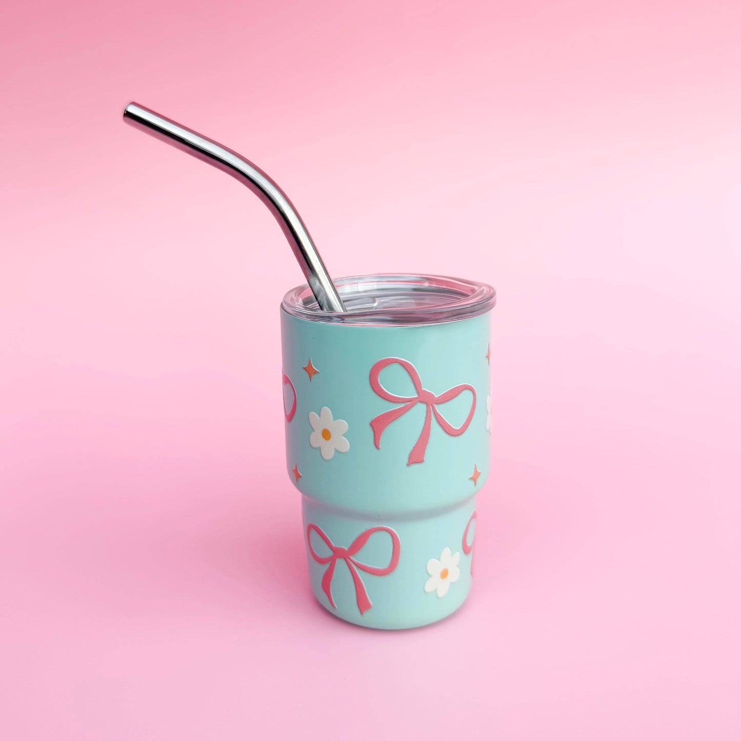 Leo & Lee Studio - Coquette Tiny Spring Tumblers/ 3oz Stainless Steel Cups : Lavender/Pink Bows