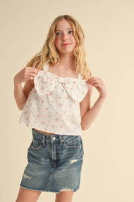 heart and arrow - TWEEN KIDS GIRLS BOW FRONT SLEEVELESS TOP (7-14)