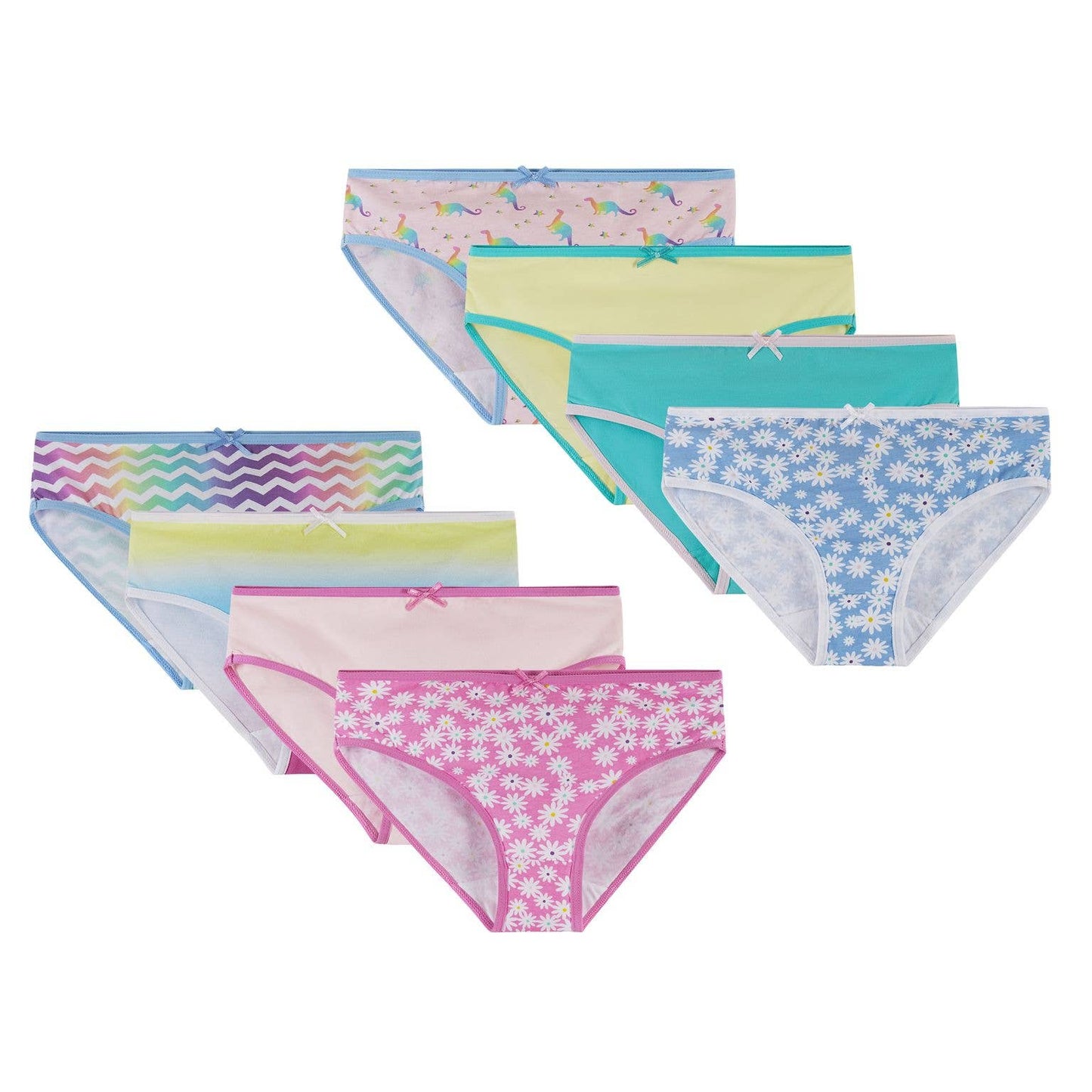 Andy & Evan - Girls Toddler / Tween Eight Pack Bikini Brief: White