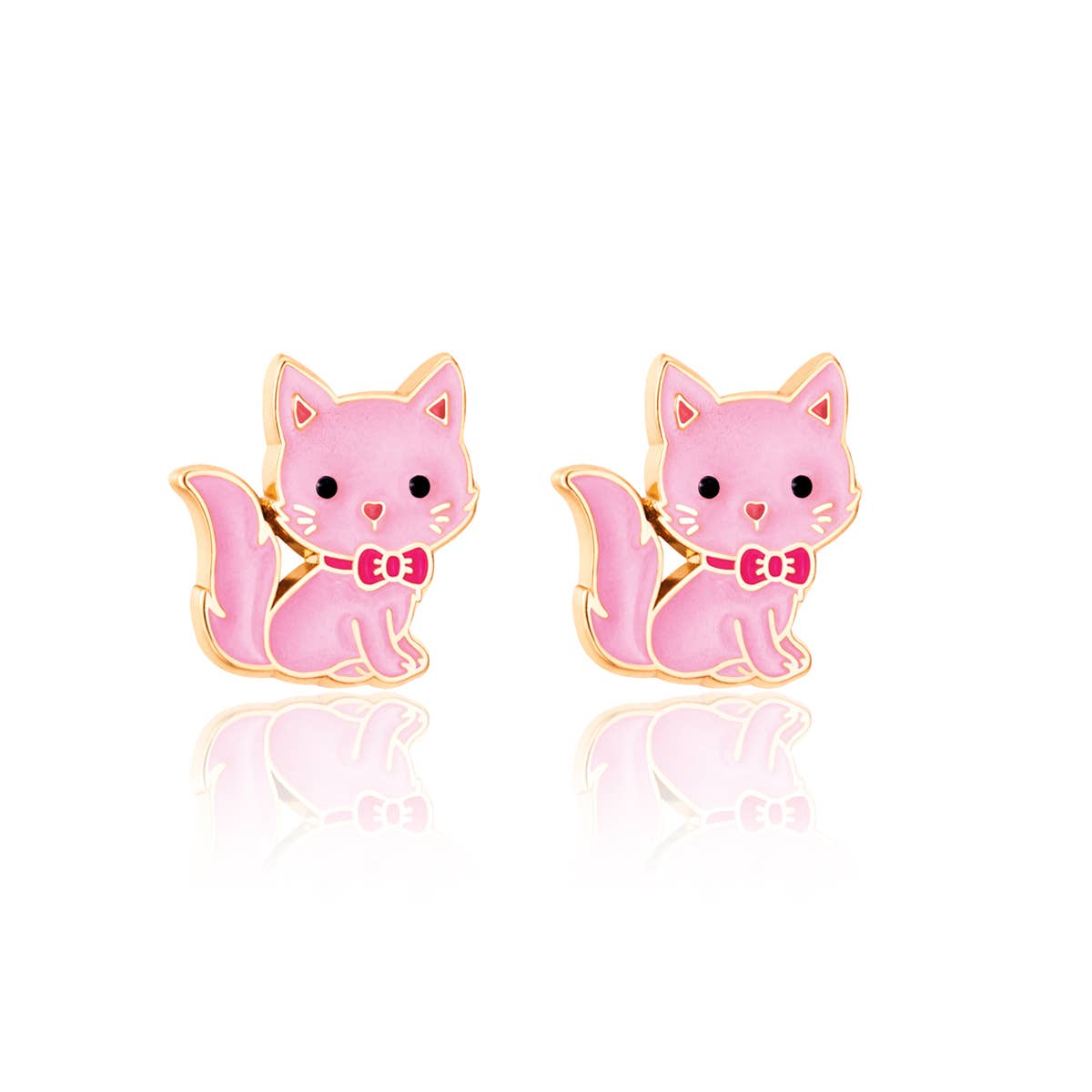 Girl Nation - Pink Kitty Cutie Stud Earrings