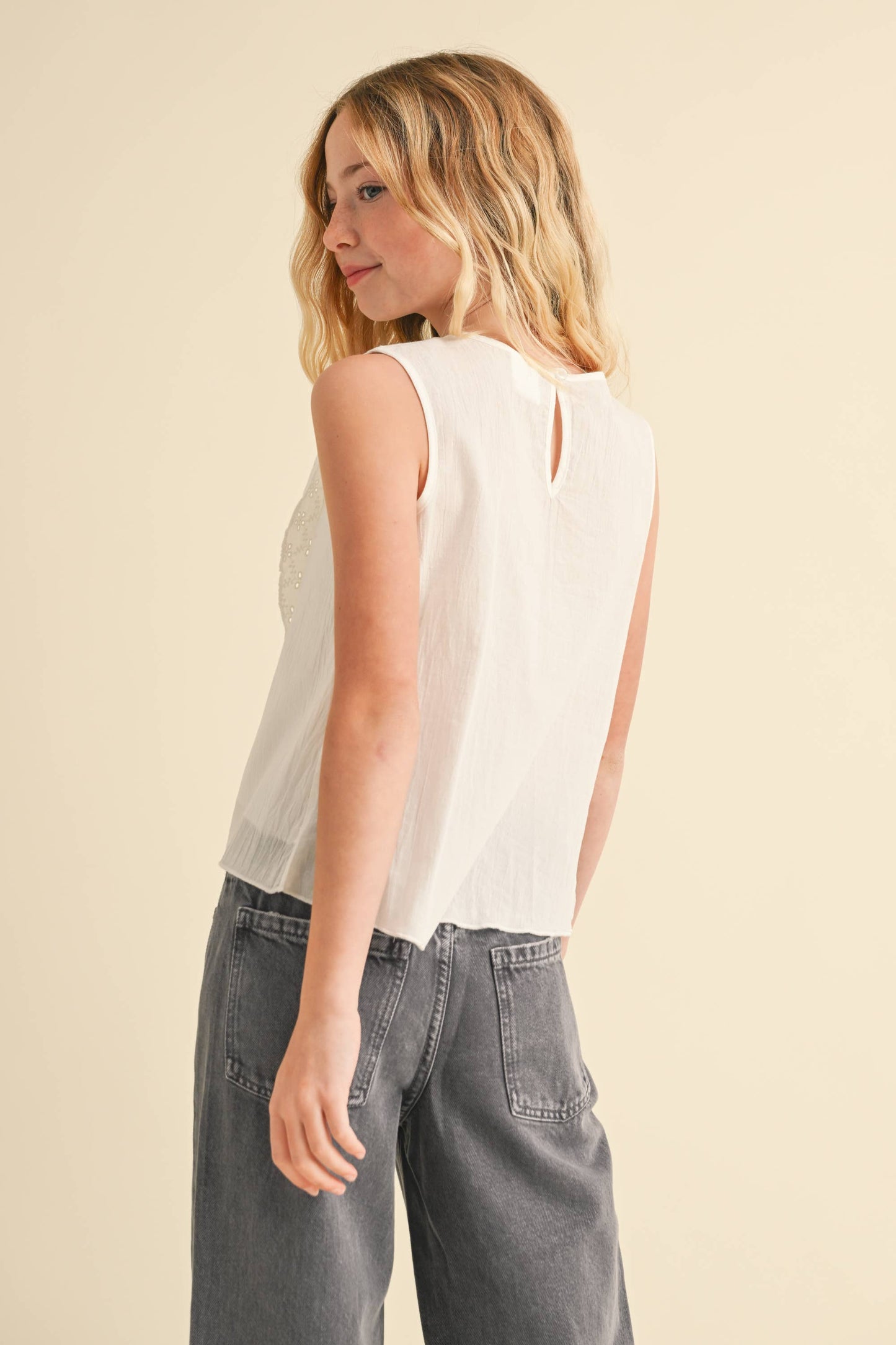 heart and arrow - TWEEN GIRLS KIDS SLEEVELESS TULIP TOP  (7-14)