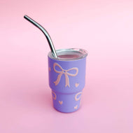 Leo & Lee Studio - Coquette Tiny Spring Tumblers/ 3oz Stainless Steel Cups : Lavender/Pink Bows