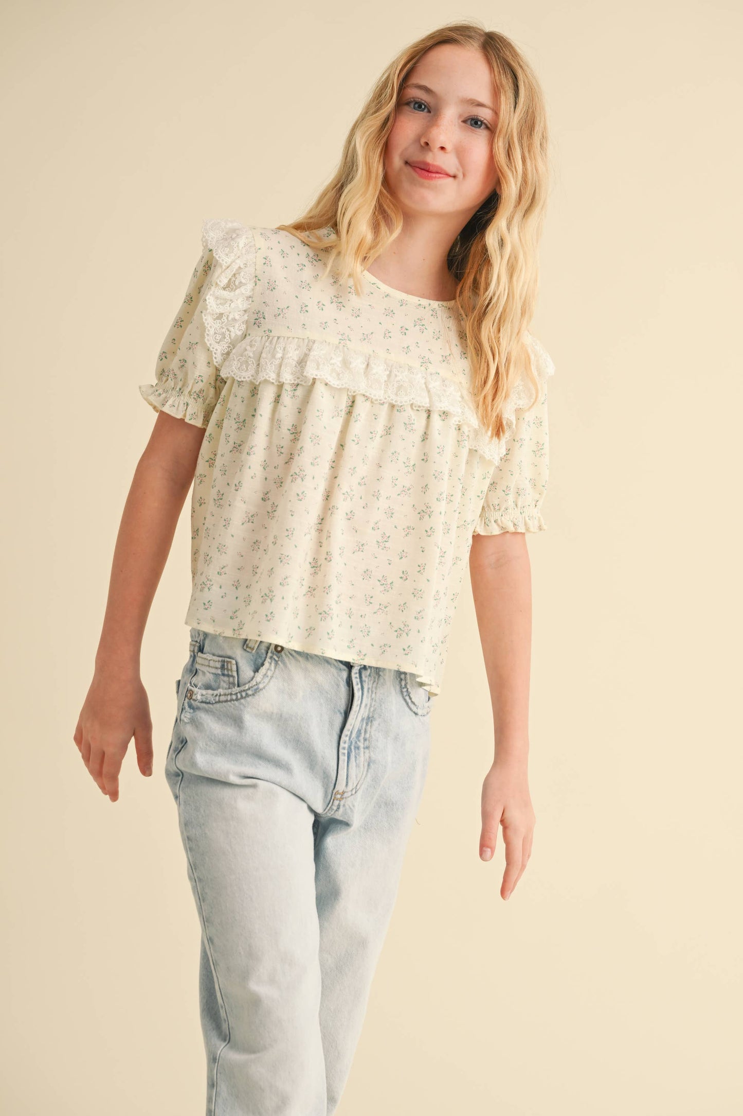 heart and arrow - TWEEN GIRLS KIDS FLOWY TOP  (7-14): 7/8