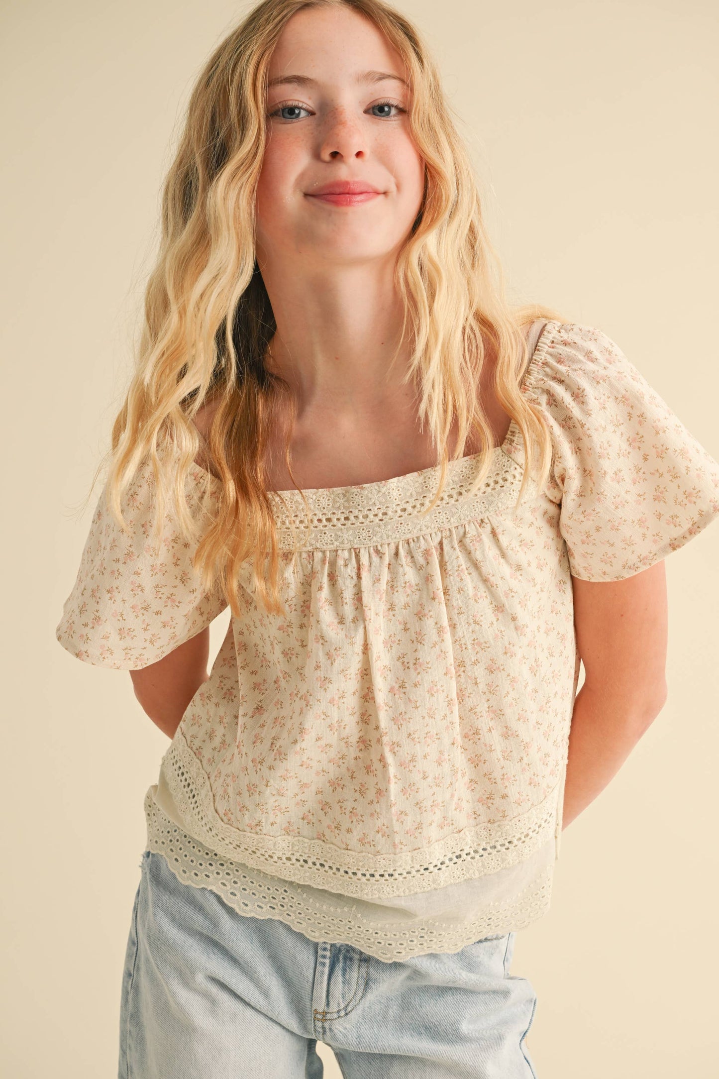 heart and arrow - TWEEN KIDS GIRLS FLUTTER SLEEVE PEASANT TOP (7-14): 7/8