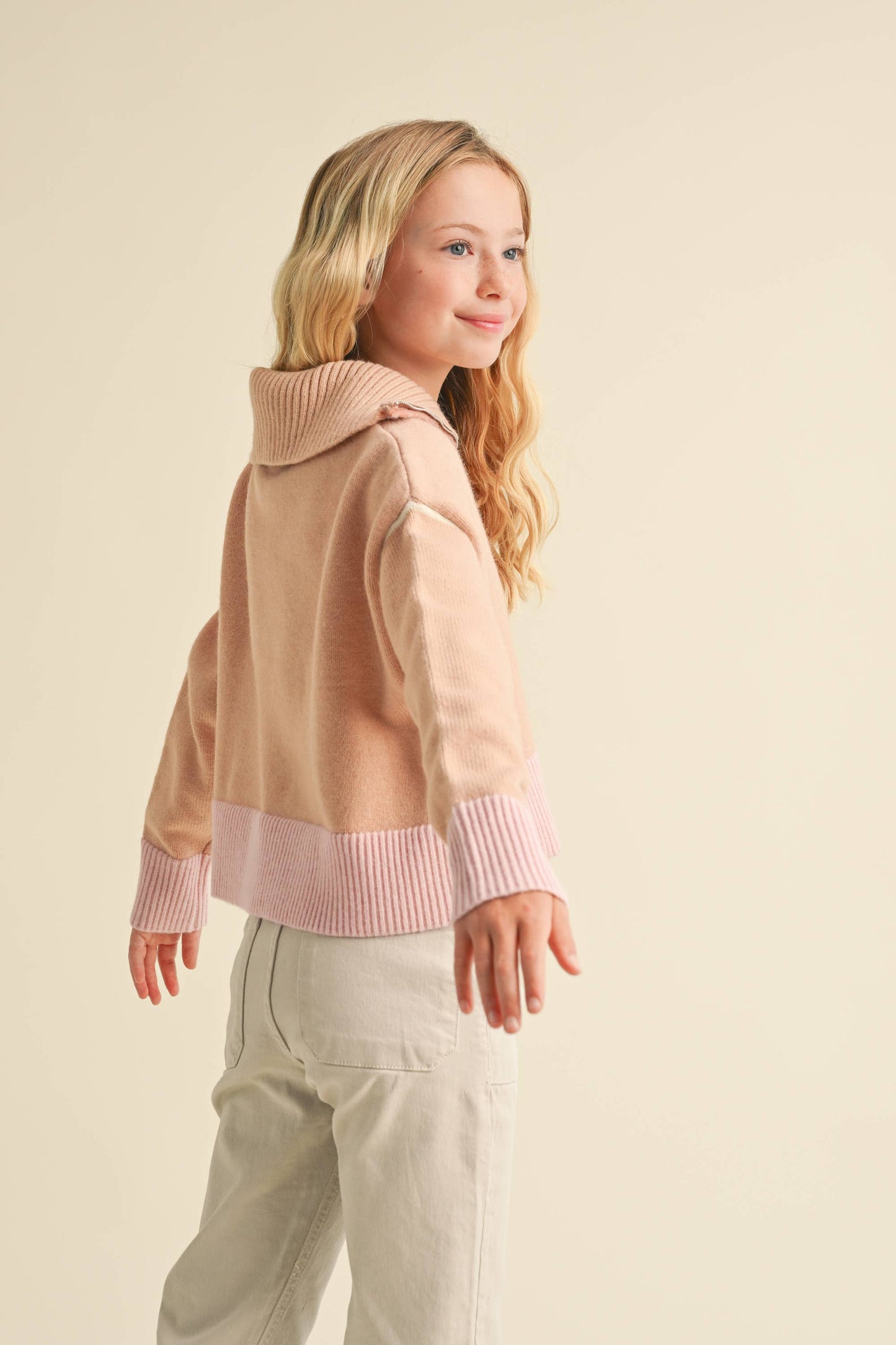 heart and arrow - TWEEN KIDS GIRLS HALF ZIP SAILOR COLLAR SWEATER (7-14)