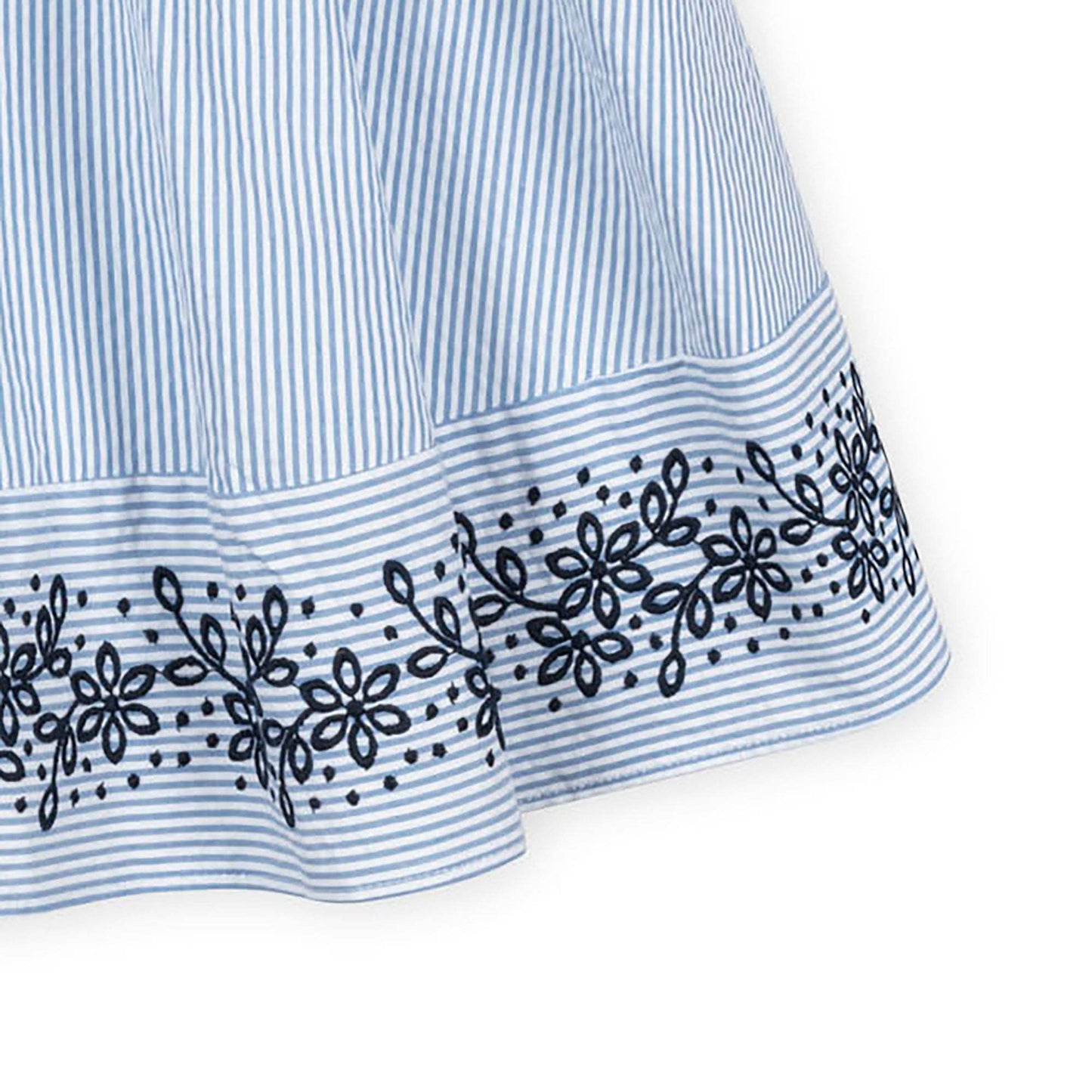 Hope and Henry - Organic Embroidered Special Sundress: Blue Seersucker