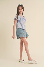 heart and arrow - TWEEN KIDS GIRLS PEASANT SHORT SLEEVE LOOSE FIT TOP (7-14)