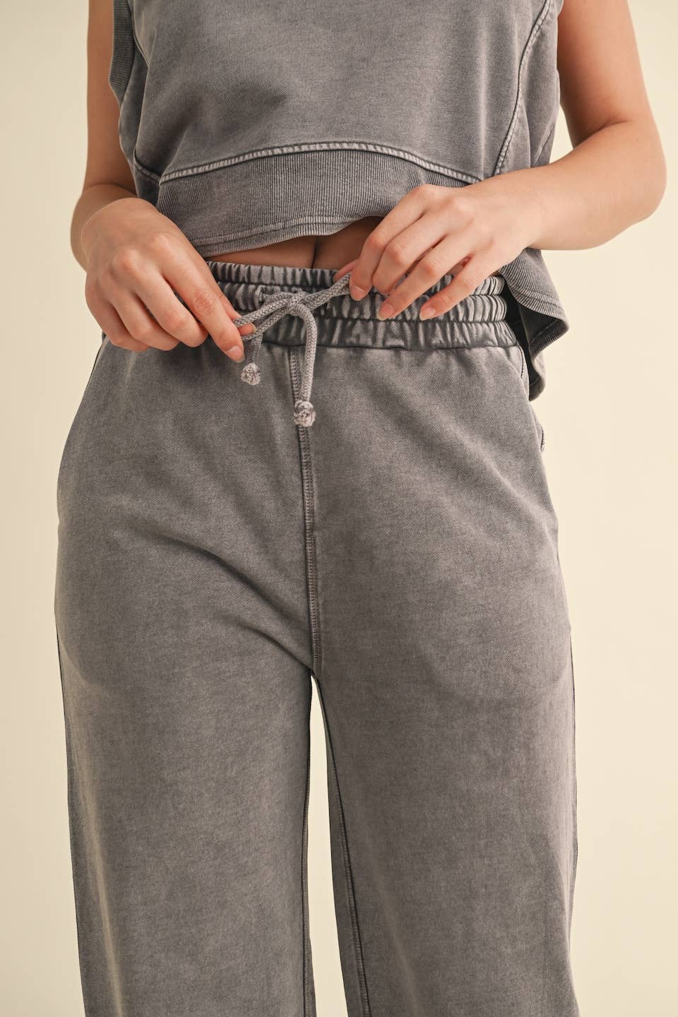 KIMBERLY C - Mineral Wash Pants: Charcoal