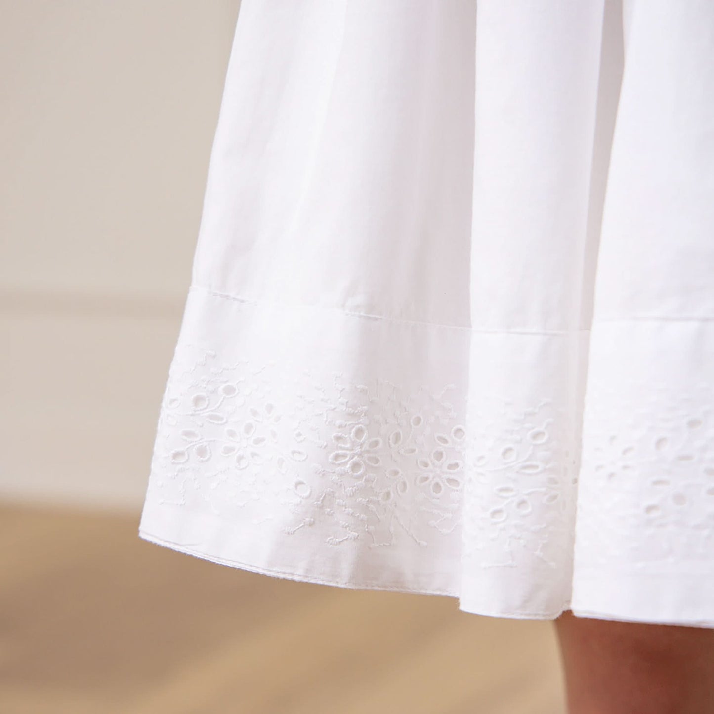 Hope and Henry - Organic Special Sundress with Embroidered Hem: White