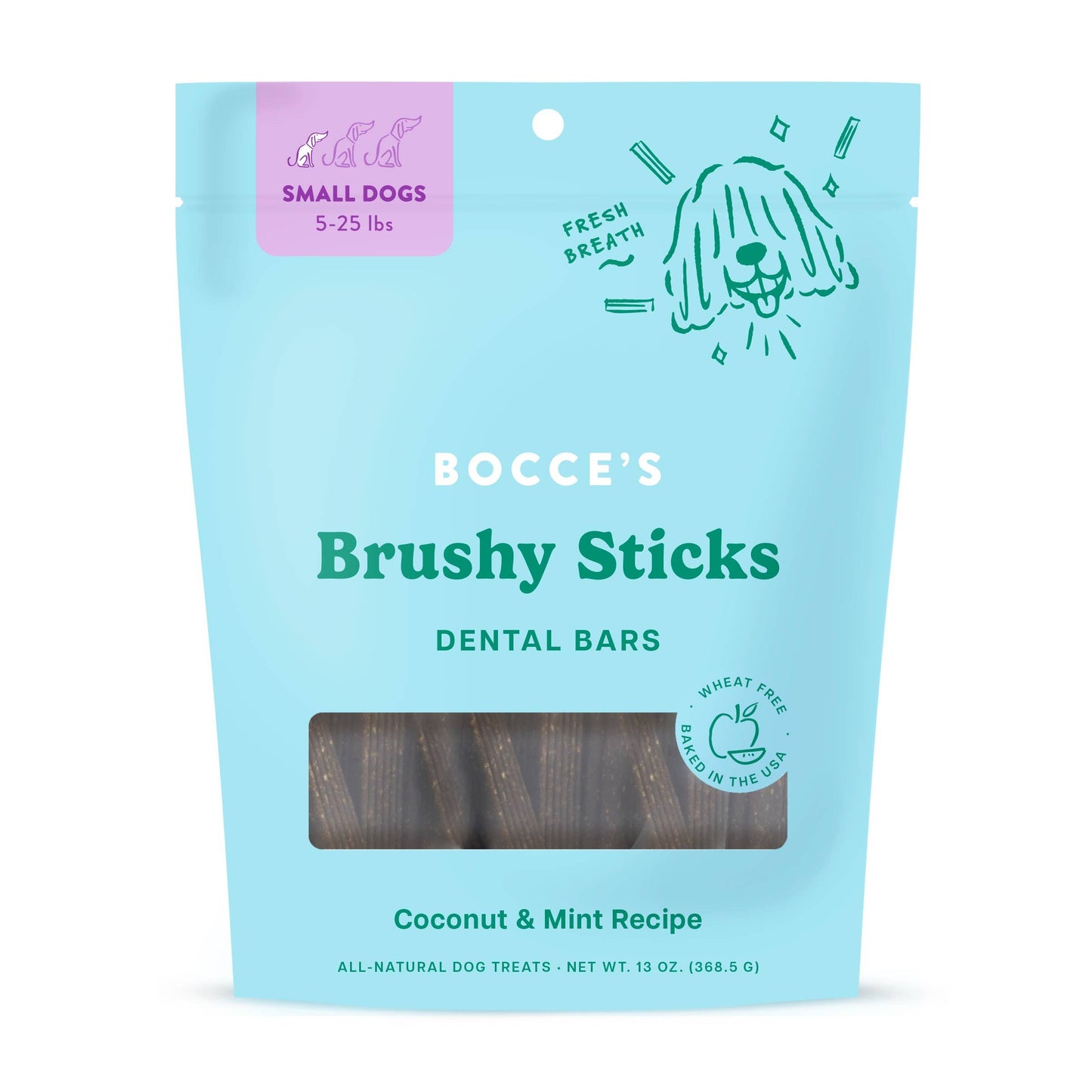 Pet Palette Distribution - Bocce's Bakery Dailies Brushy Sticks Dog Dental Treats 13oz: Medium