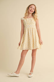 heart and arrow - TWEEN GIRLS KIDS CORSET RUCHED SHOULDER MINI DRESS (7/14): 7/8