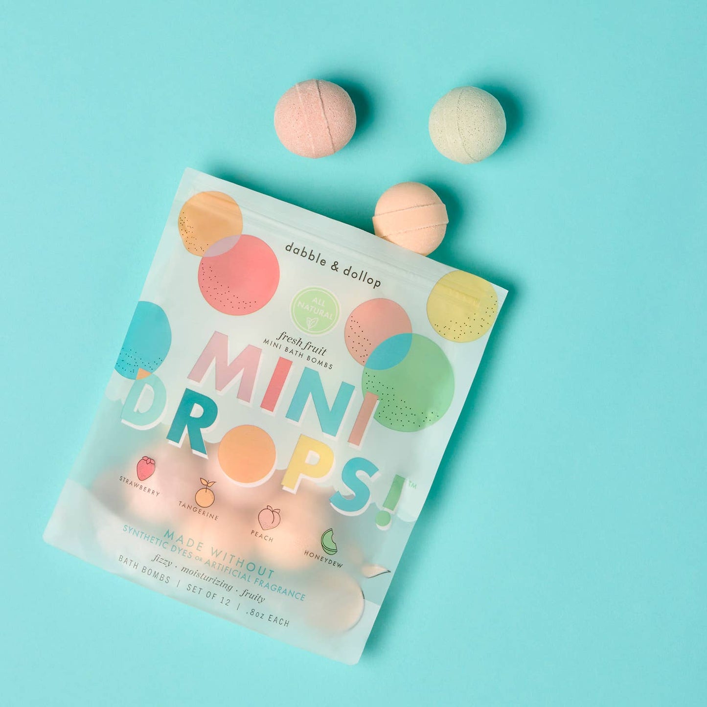 Dabble & Dollop - Mini Drops Bath Bombs - All-Natural Fresh Fruit