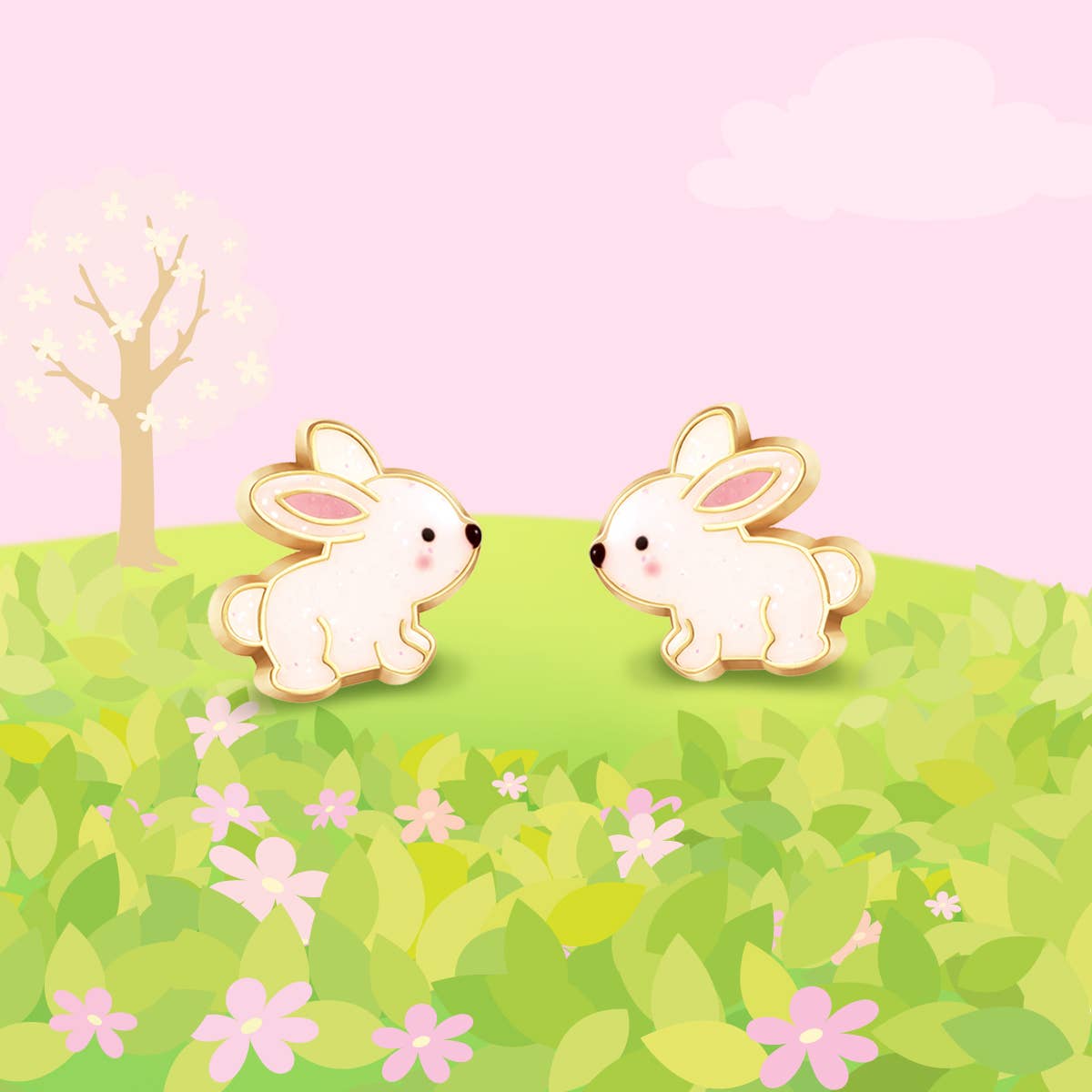 Girl Nation - Glitter Rabbit Cutie Stud Earrings