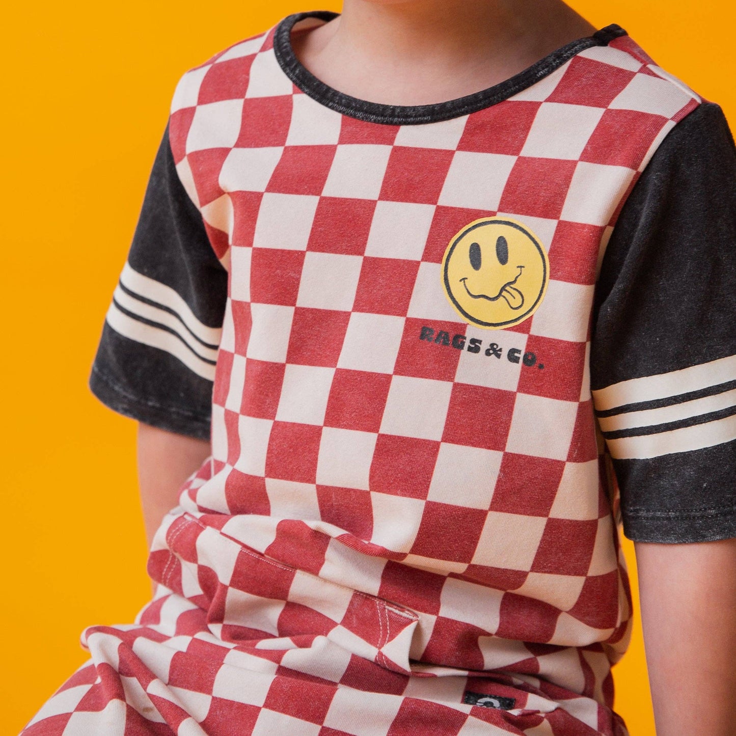 RAGS - Rag Romper - Red Check Smiley