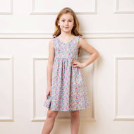 Hope and Henry - Bow Shoulder Swing Dress: Flower Show Floral