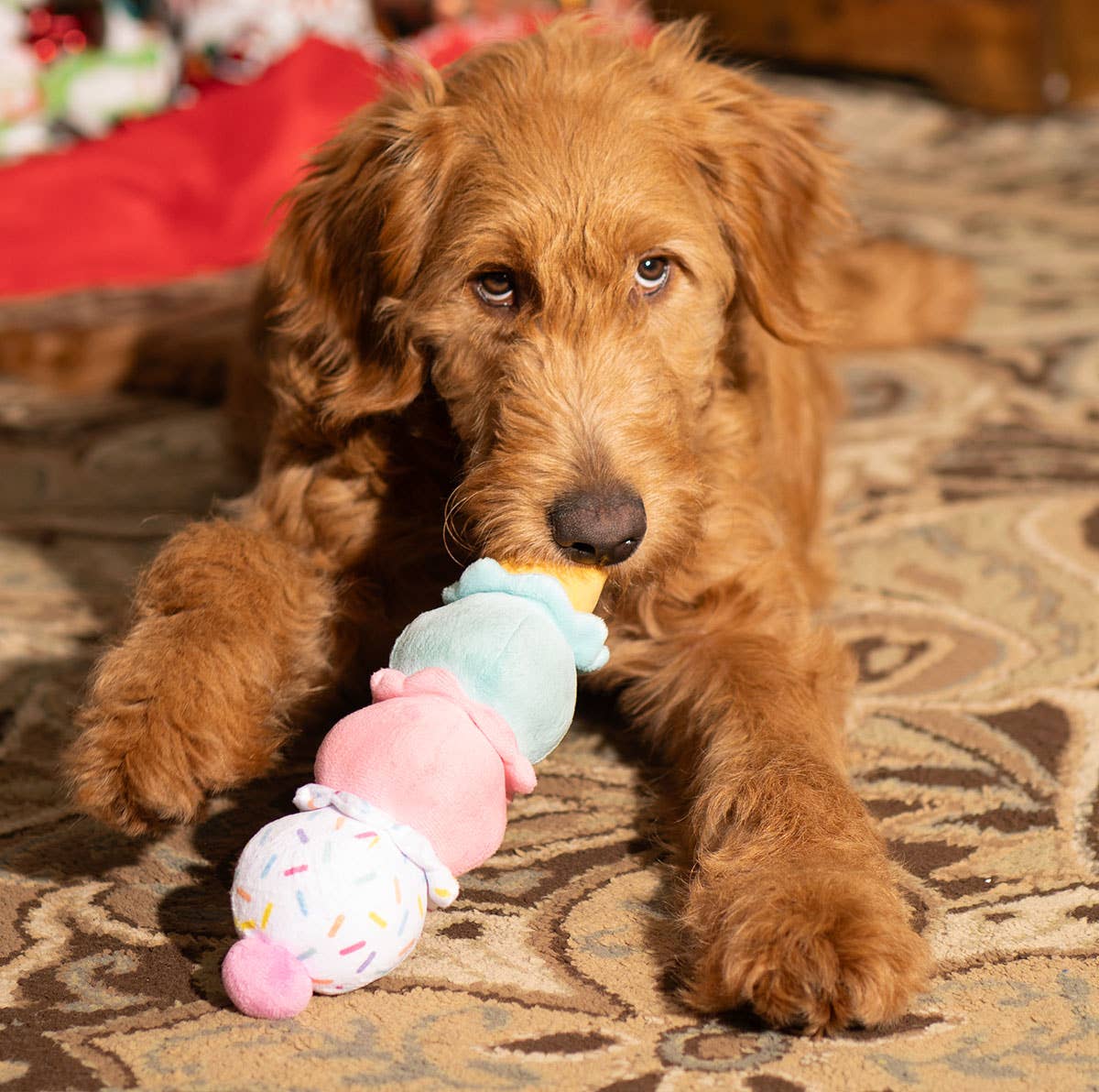 Pet Palette Distribution - ThoozyPet Birthday 3-Scoop Ice Cream Cone Plush Dog Toy 12"
