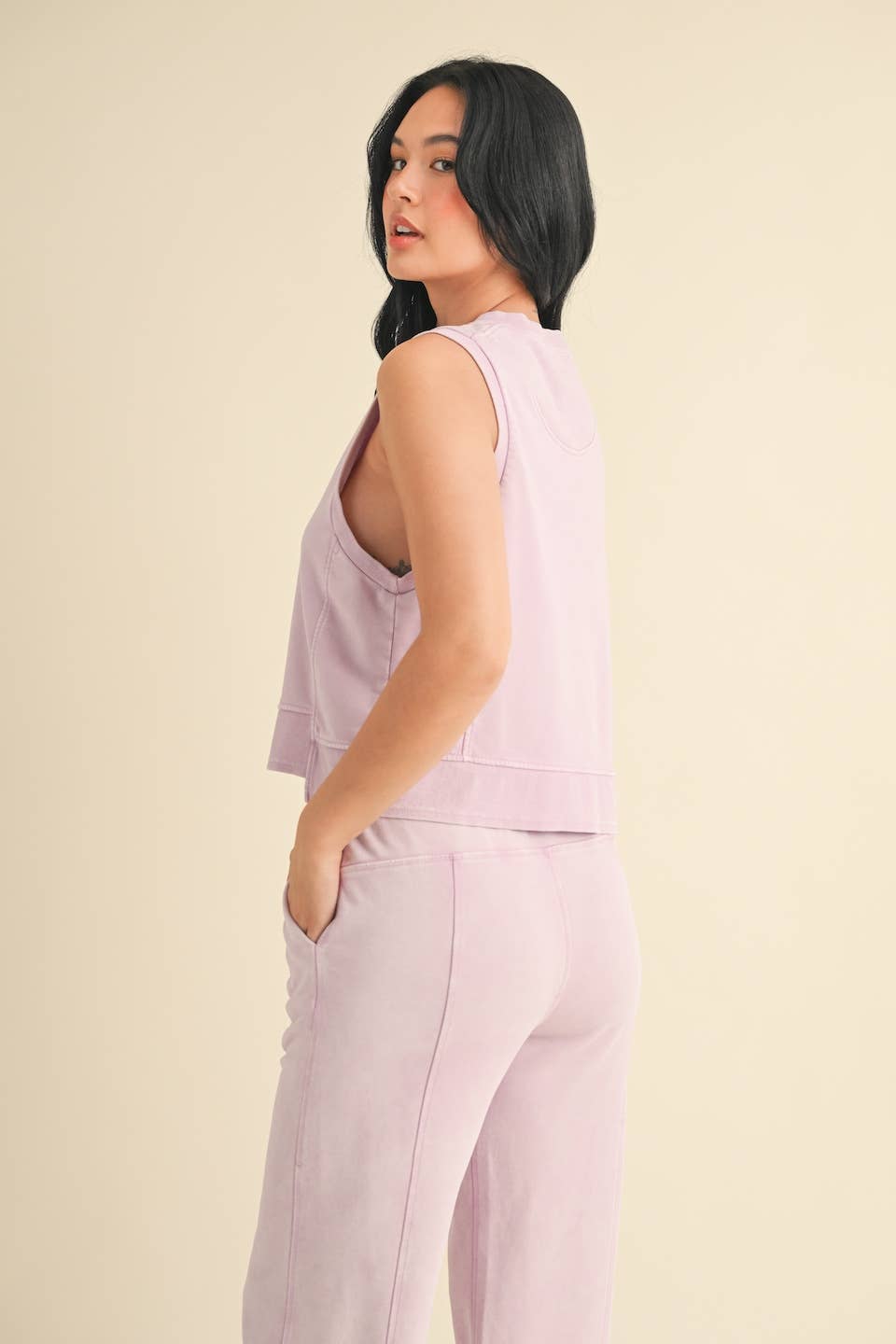 KIMBERLY C - Mineral Wash Sleeveless Top: Charcoal