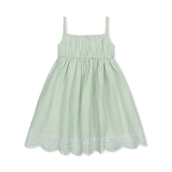 Hope and Henry - Ruched Organic Party Dress: Mint Seersucker