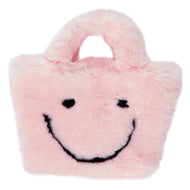 Malibu Sugar - Faux Fur Fuzzy Happy Face Purses : PINK