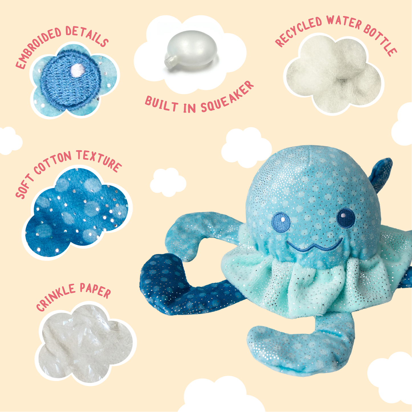 Pet Palette Distribution - SnugArooz Jelly the Fish Plush Dog Toy 8"
