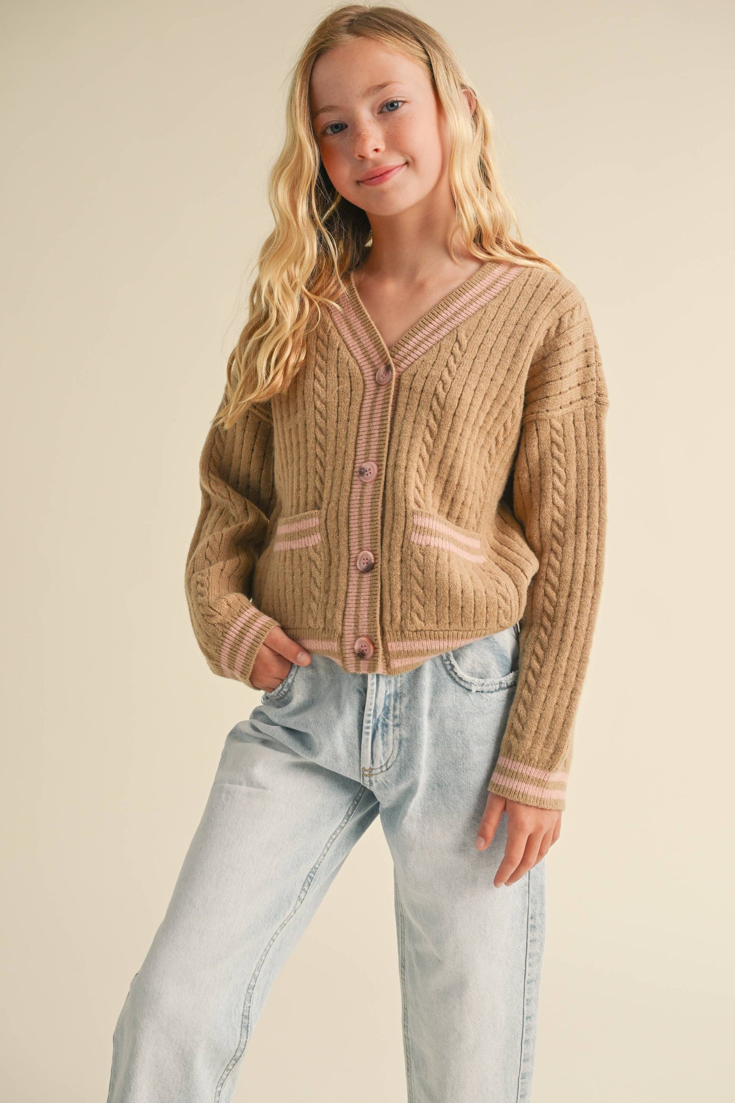 heart and arrow - TWEEN KIDS GIRLS DROP SHOULDER CARDIGAN (7-14)