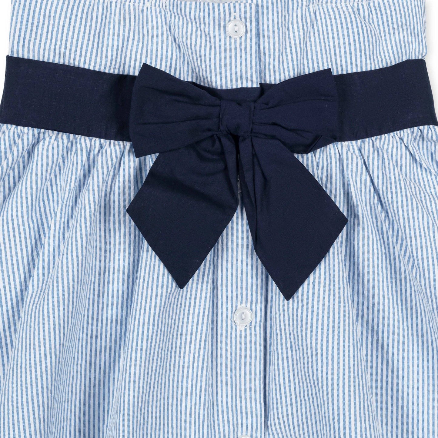 Hope and Henry - Organic Embroidered Special Sundress: Blue Seersucker